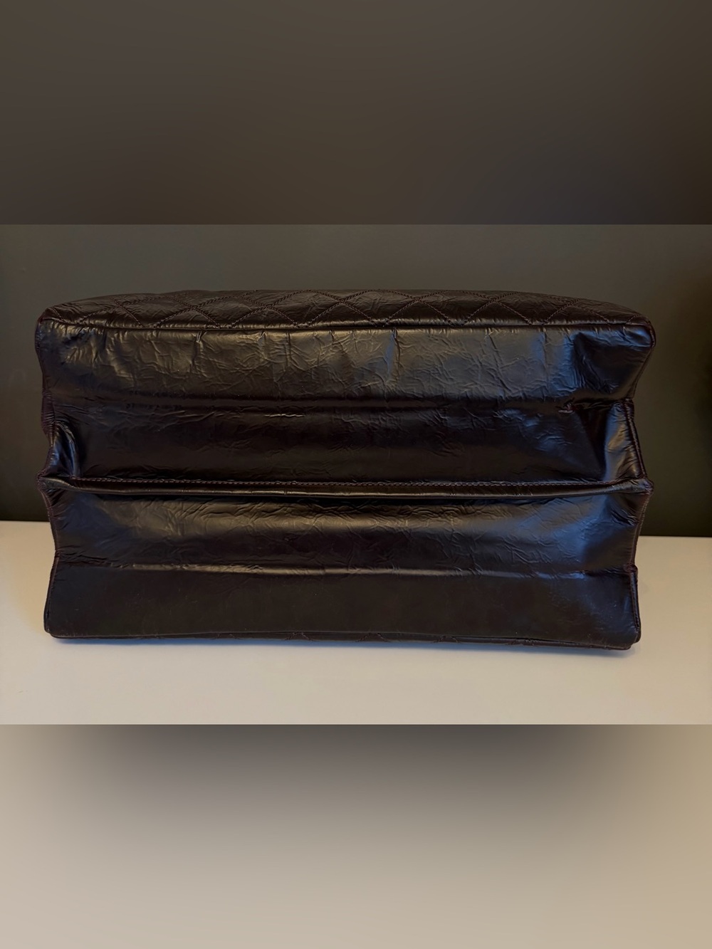Chanel Grand Shopping Tote Dark Burgundy Brown Glazed Crumpled Calfskin 2009 GST - Picture 9 of 16